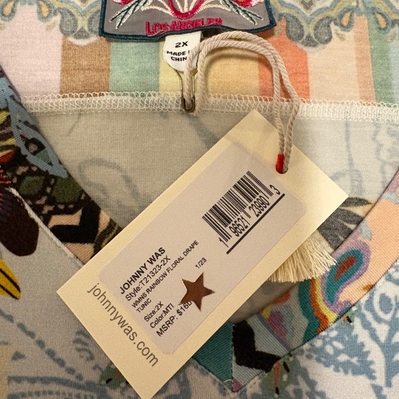 Johnny Was RAINBOW FLORAL DRAPE TUNIC 2X - Picture 8 of 10